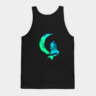 Turquoise Crescent Moon and Mermaid Tank Top